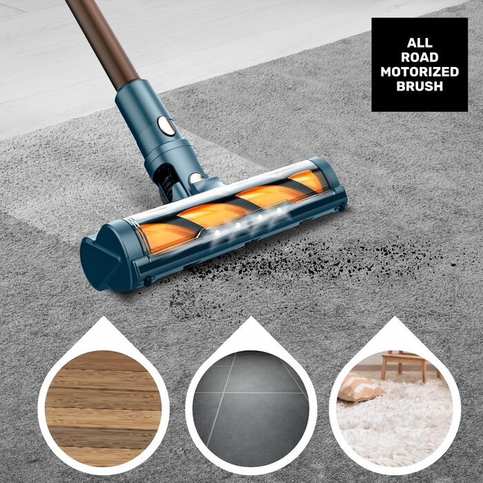 Електричний акумуляторний підмітач Taurus HVCA72592B, блакитно-сірий, з хромованою та мідною фурнітурою