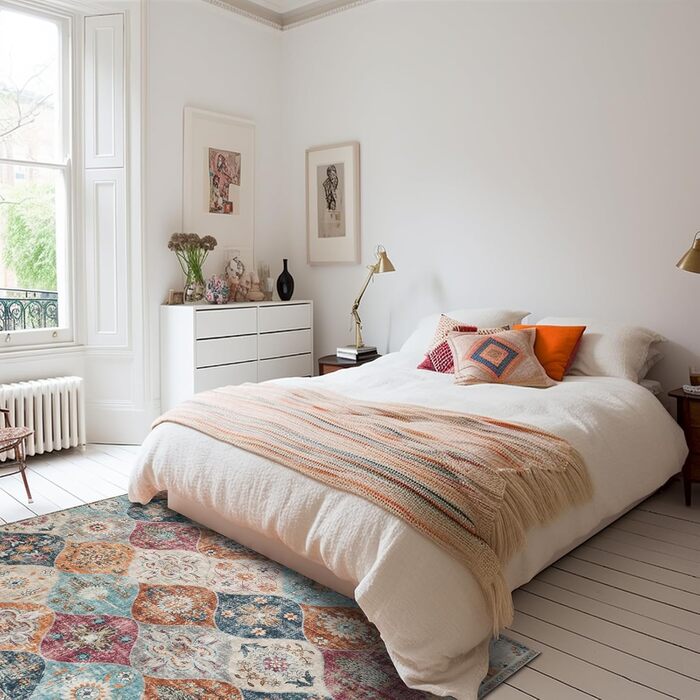 Килим Xfrog Boho з квітами, антиковзкий, праний, м'який, низький ворс, 80x150 см, для вітальні, спальні, дитячої