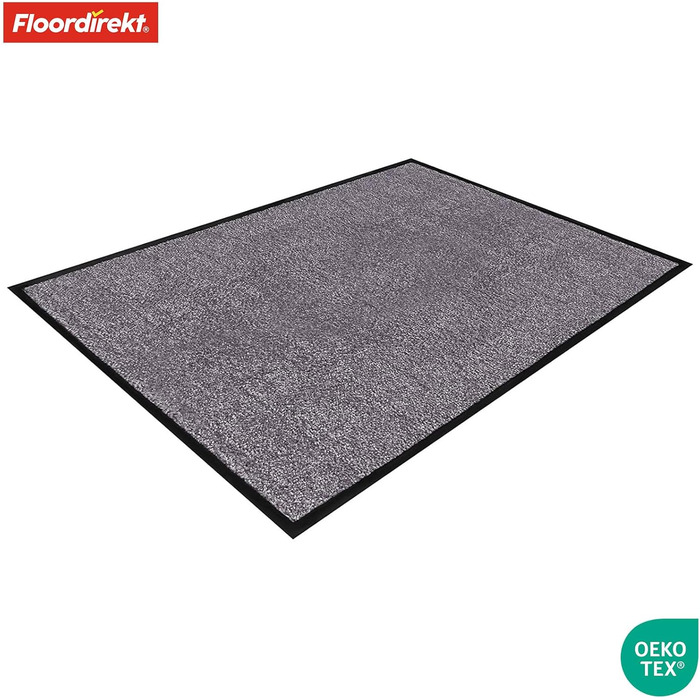 Килимок для підлоги Floordirekt Rhine - миючий, з високою зносостійкістю, антиковзаючий, для входу (сірий, 40 x 60 см)