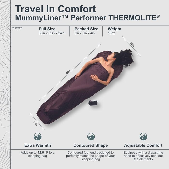 Спальний мішок-вкладиш Cocoon MummyLiner Thermolite Performer, термозахист, легкий, для туризму