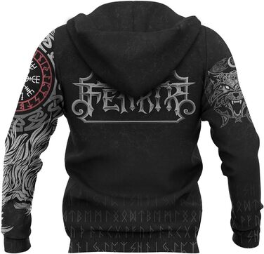 Світшот з принтом скандинавської міфології: молот Тора та вовк, 3D, унісекс