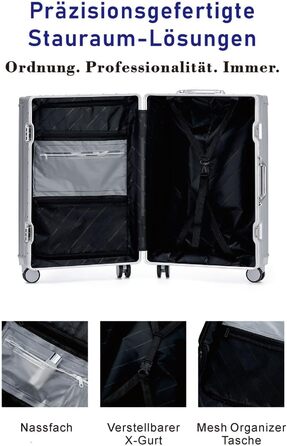 Валіза Aoliwei середнього розміру (M) 67 см, жорстка оболонка з полікарбонату, 65 л, з TSA-замком та підстаканником, біла