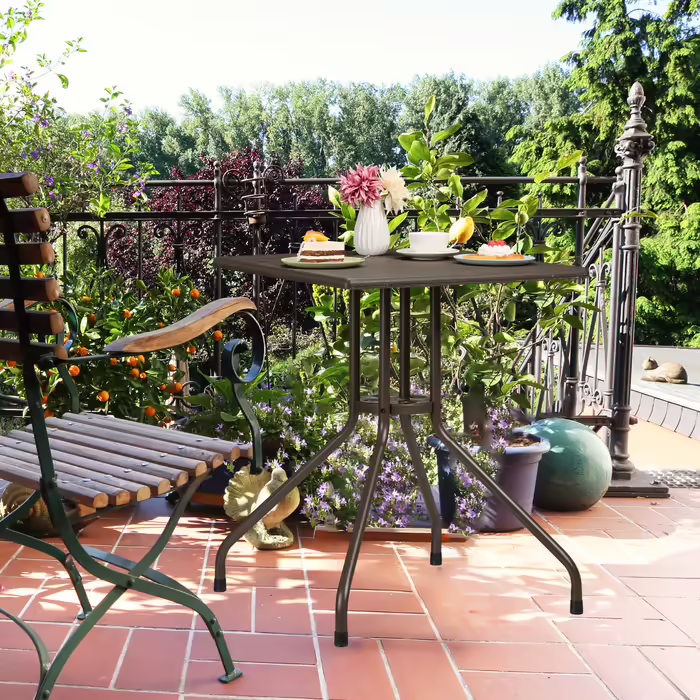 Relaxdays Garden Table in Brown Wood-Look