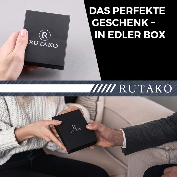 RUTAKO Slim Wallet with XL Coin Pocket & RFID Protection - Card Holder for Men & Women - Small Credit Card Wallet - Mini Purse - Small Portmonee/Portemonnaie - Wallet Carbon Blue