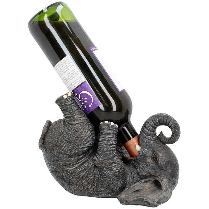 Nemesis Now Guzzlers Elephant Wine Bottle Holder, 21 cm, Grey