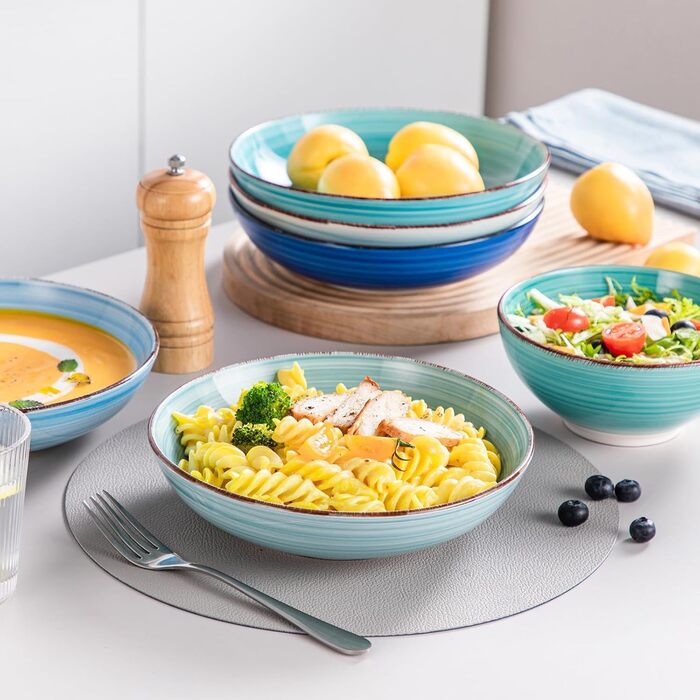 Набір посуду Vancasso Bonita (24 елементи) блакитний, кераміка, для 6 осіб, ручна робота, набір посуду