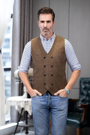 Костюм-двійка чоловічий вінтажний Solovedress: жилет та костюмний піджак з вовни твіду, сірий, для весілля та наречених