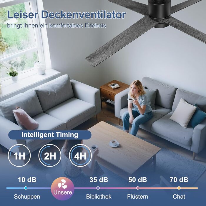 Стеляний вентилятор Ohniyou з підсвіткою та пультом керування – 96,5 см (38 дюймів). Тихий, регульований, для спальні, тераси, внутрішнього/зовнішнього використання (Чорний, сучасний)