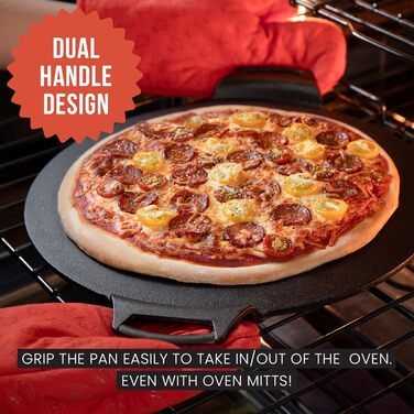 Chef Pomodoro Cast Iron Grill Pan – Cast Iron Grill Pan for Stove, Grill, Oven & Campfire – Cast Iron Pan - Pizza Pan Baking Sheet Round - Grill Plate Gas Grill - Cast Iron Pan for Gas Grill (38 cm)