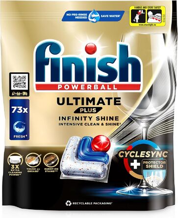 Таблетки для посудомийних машин Finish Ultimate Plus Infinity Shine, 146 шт (2 x 73 капсули), Fresh