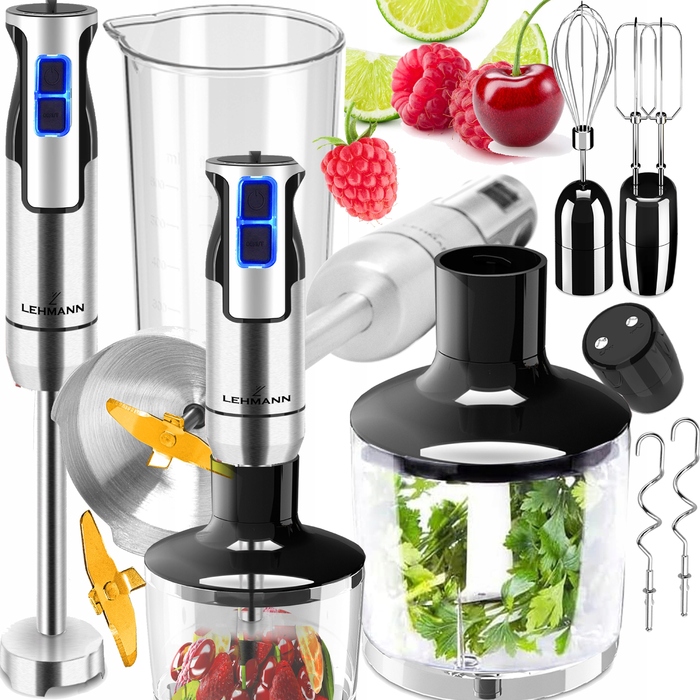 Ручний блендер Lehmann Blender LC — золоте лезо, 800 Вт, сріблястий/сірий