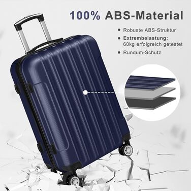 Набір валіз LEADZM 5 шт. з косметичною сумкою, жорсткий набір валіз-ролерів ABS з телескопічною ручкою, ручна поклажа (Турквіз)