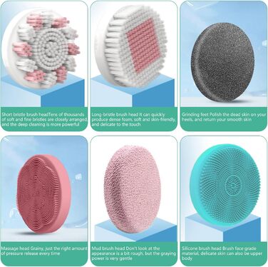 Електрична щітка для спини 6-в-1: для тіла, душу, педикюру. 6 насадок, довга ручка, масаж, пілінг (блакитна)