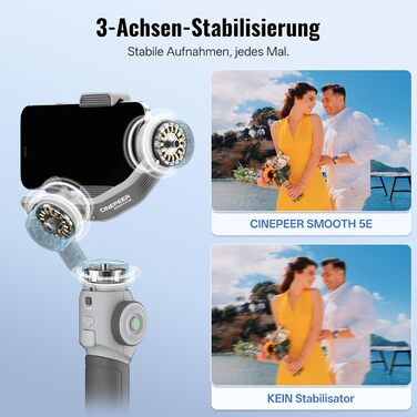 ZHIYUN CinePeer Smooth 5E: Стабілізатор для смартфона з підсвічуванням, штативом та жестами, до 300г