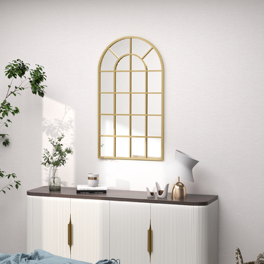 HOMCOM Wall Mirror, Wardrobe Mirror, 110 x 62cm Decorative Hanging Mirror with Metal Frame for Bedroom & Living Room in Gold