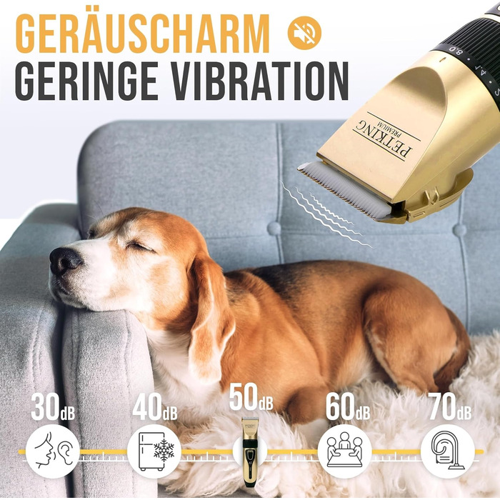 Набір для стрижки собак та котів: професійний триммер для густого хутра з низьким рівнем шуму, золотий