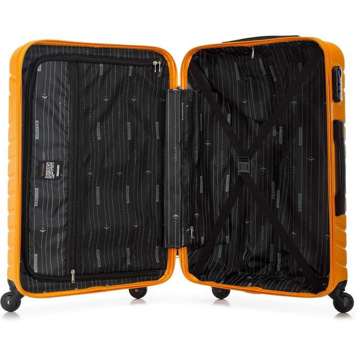 Набір валіз WITTCHEN Cube Line (S+M+L) з ABS, геометричним тисненням, 4 колесами, телескопічною ручкою та комбінаційним замком (Оранжевий)