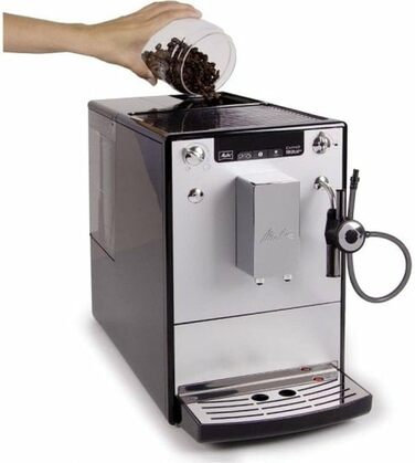 Melitta Solo & Perfect Milk – Fully Automatic Coffee Machine with Milk System, Cappuccino Machine for coffee or cappuccino, silver. Silver Fully Automatic Coffee Machine.
