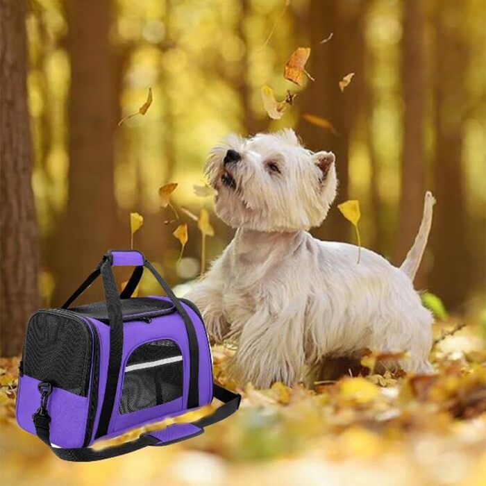 Транспортна сумка для котів та собак, розширювана, переноска для тварин, 43x28x25 см, фіолетовий колір