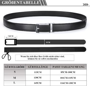 Чоловічий шкіряний ремінь JasGood з автоматичною пряжкою, 33 мм, для костюма, ділового стилю, повсякденного носіння (чорний, 130 см, обхват талії 101-115 см)