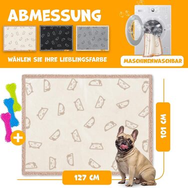 Водонепроникний плед для собак Lovpet® з флісу, плед для котів + 3 іграшки для жування, для собак та котів середніх та маленьких порід, 127 x 101 см, L, ручне прання, двосторонній захист дивану (Бежевий)