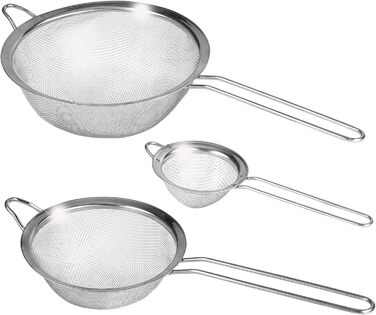 Набір металевих сит Smart-Planet (3 шт.) - для салату, борошна, цукрової пудри. Сита з нержавіючої сталі з ручкою