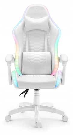 Ігрове крісло Hell's Chair HC-1000 White LED RGB, екошкіра, біле