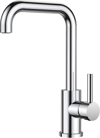 Змішувач кухонний FORIOUS, поворотний 360°, L-подібний, для 1 отвору, полірований хром