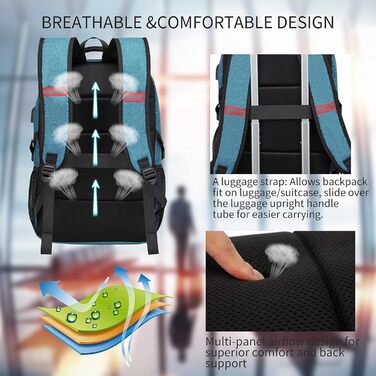 Рюкзак Cafele з RFID захистом та USB зарядкою для ноутбука, 17.3 дюйми, синій