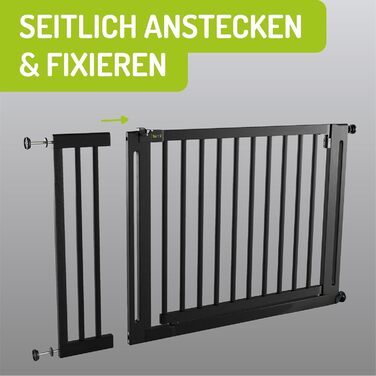 Захист для воріт BOMI Miko з сертифікованого буку PEFC | Без свердління | Кут 90° | Вузький дерев'яний захист для дверей | Захист для сходів, сітка для дверей | Ширина: (Чорний, 20 см подовження)