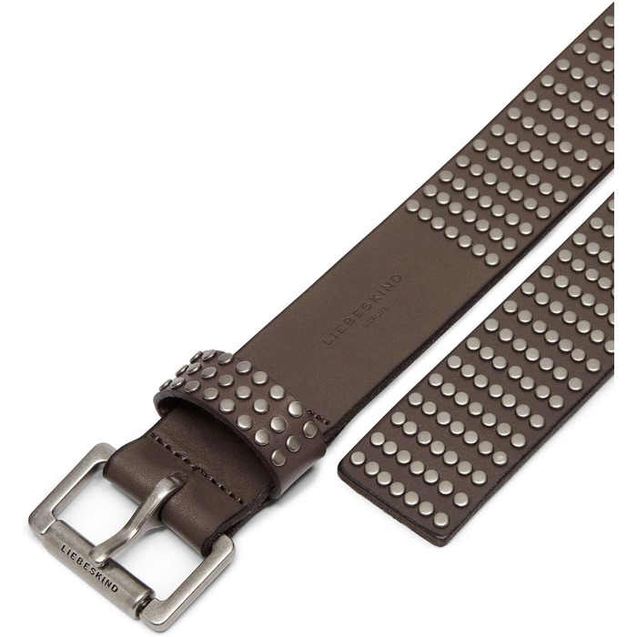 Жіночий шкіряний ремінь Liebeskind 38 мм з заклепками, колір сірий (Stone), 105 см