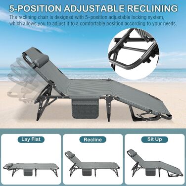 Розкладне ліжко ZIKEBTUY для кемпінгу та відпочинку: міцна конструкція, 200 кг, 190x71x36 см, з матрацом, Oxford 1200D, для відпочинку на природі та вдома (сірий)