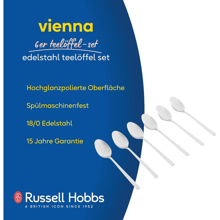 Набір столових приборів Russell Hobbs Vienna 16 предметів з нержавіючої сталі (6 чайних ложок)