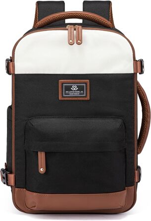 LOVEVOOK Рюкзак ручної поклажі для жінок, великий дорожній рюкзак для літака, 45L, рюкзак-валіза, рюкзак для подорожей, для ноутбука 17,3 дюйма, на вихідні, діловий, рюкзак для кабіни (1-бежевий, чорний, коричневий, 40x30x20 см)
