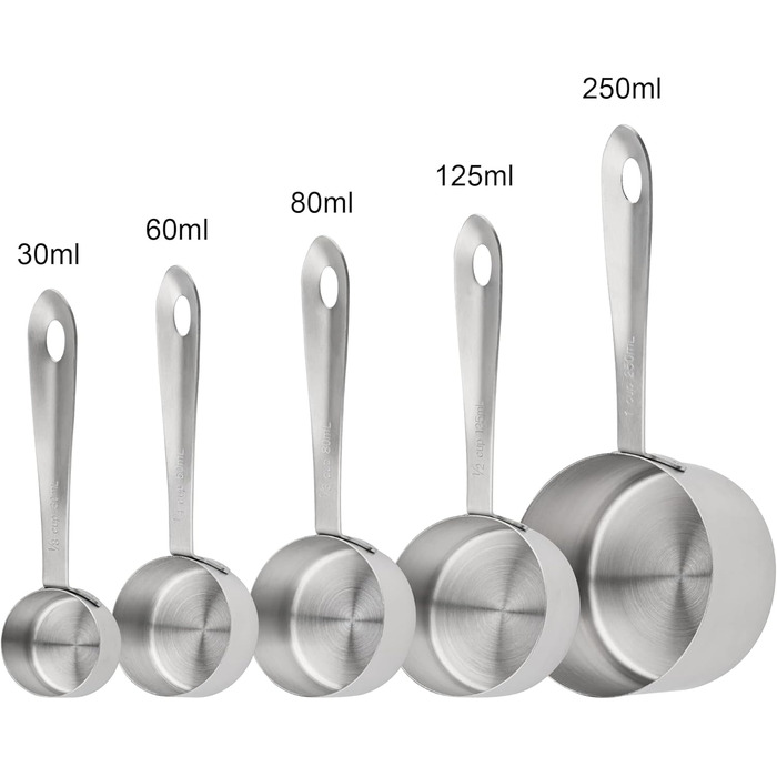 IFFMYJB Measuring Cups and Spoons 11-Piece Set, 5 Stainless Steel Nesting Measuring Cups, 6 Measuring Spoons, Metal Measuring Spoons and Cups for Dry or Wet Ingredients During Cooking & Baking