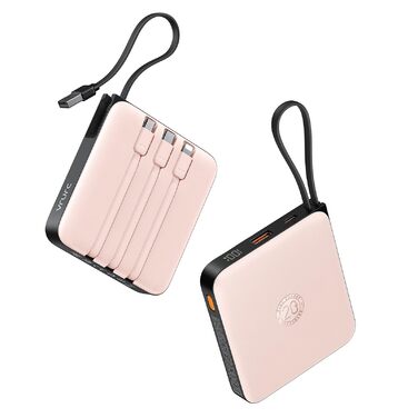Power Bank VRURC 20000mAh з кабелем USB-C 22.5W QC3.0, рожевий - портативний акумулятор для iPhone, Huawei та смартфонів