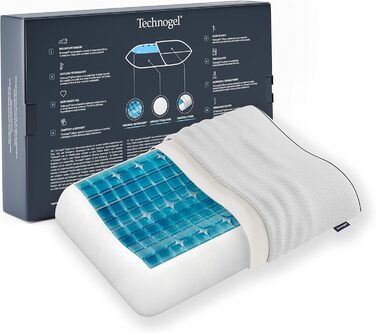 Technogel New Generation Original Anatomic Orthopedic Neck Pillow Antibacterial, Cervical Gel Pillow for Back & Side Sleepers incl. Pillowcase