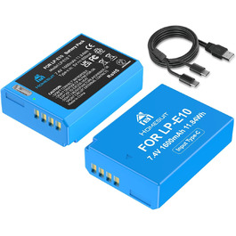 Акумулятор Homesuit LP-E10 1600mAh та LED-зарядний пристрій для Canon EOS 1100D, 1200D, 1300D, 2000D, Rebel T3, T5, T6, T7, Kiss X50, Kiss X70 (2 шт.)