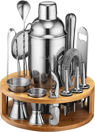 Набір для приготування коктейлів Mixology & Craft Cocktail Set 15-TLG. з нержавіючої сталі, барний аксесуар, сріблястий