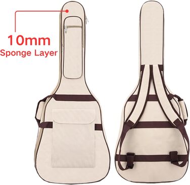 Водонепроникний кейс для гітари SUQ Oxford, 40/41 дюймів, з принтом музичних нот, нейлон, Gigbag, для електро-, акустичної та концертної гітари, ударостійкий, 8 мм підкладка, водонепроникний (бежевий)