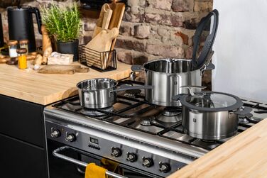 Набір каструль ZWILLING Simplify 5 предметів з кришкою-ситом, скляною кришкою, індукційне дно, нержавіюча сталь, срібно-чорний