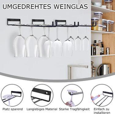 Підставка для келихів вина Jiplomn (4 шт.) - органайзер для підвішування під шафу, металева, для кухні, бару та декору
