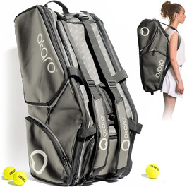 Otaro 82L Premium Tennis Bag | Badminton, Padel & Squash Racket Bag | Unisex Tennis Backpack for Coaches - Green/Gray