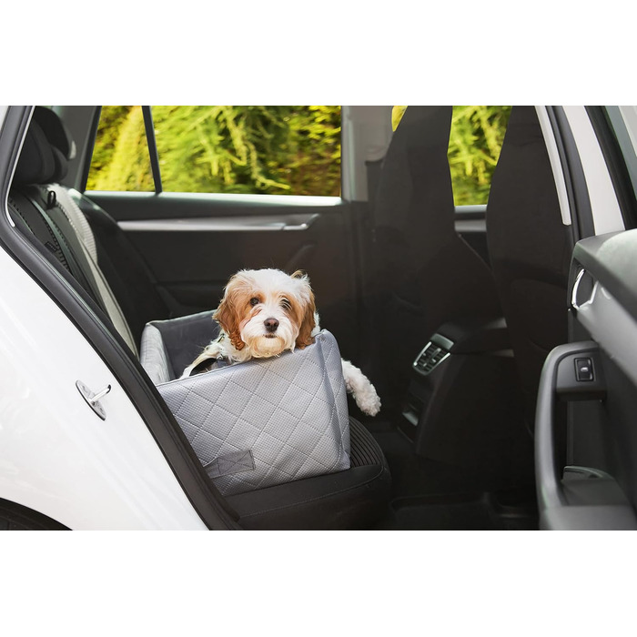 Автокрісло для собак та котів | Чорний велюр | 57x50 см | Зручне автоліжко для тварин