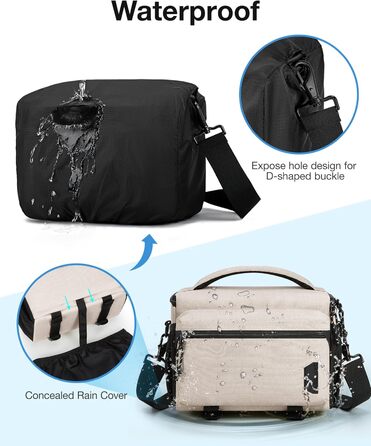 Сумка для камери Bagsmart: водонепроникна фотосумка для DSLR/SLR з дощовиком (сірий/бежевий)
