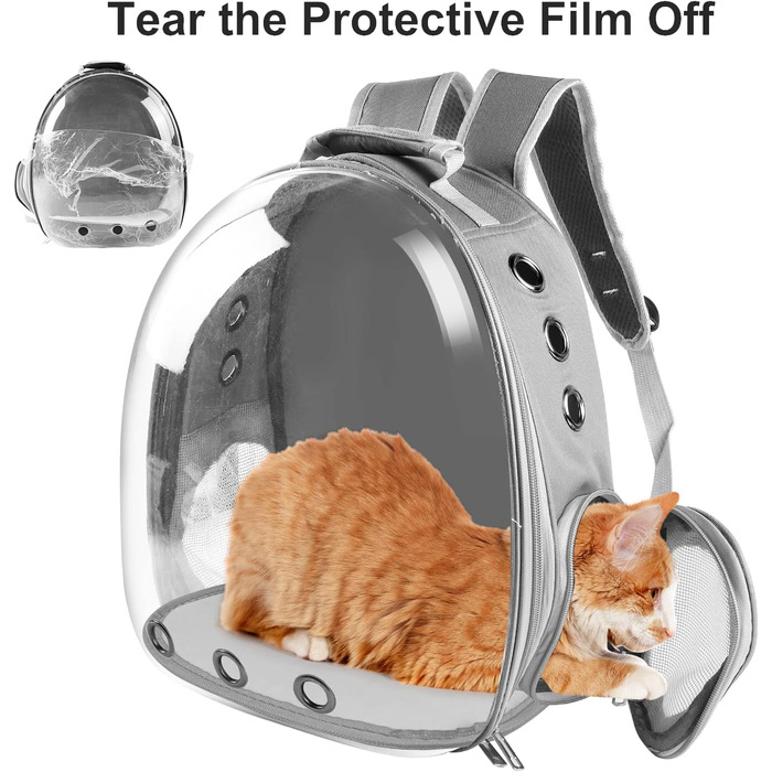 Сумка-переноска для котів, домашніх тварин, рюкзак-переноска, передня кишеня для маленьких, середніх котів, цуценят, собак (сіра)
