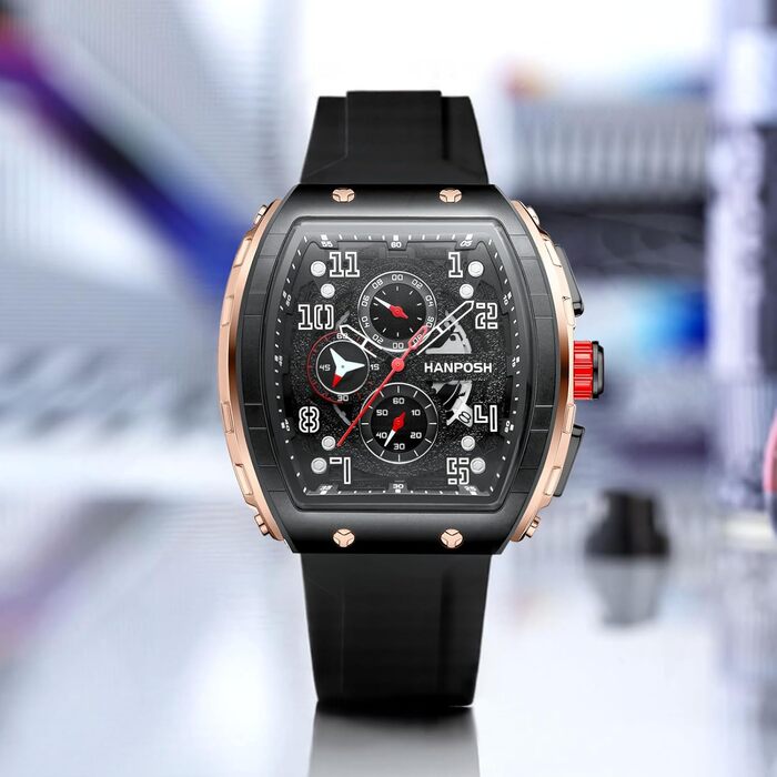 HANPOSH Чоловічий годинник: аналоговий кварцовий годинник, водостійкий спортивний годинник, тактичний годинник (чорний, золотий)