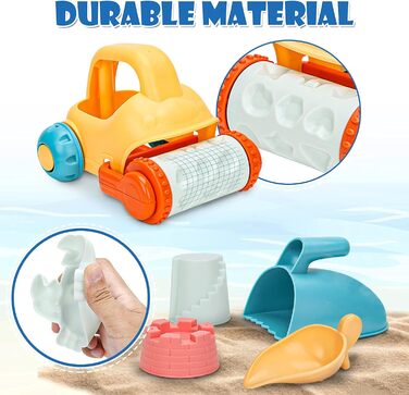 Sanlebi Sand Toy Set, Kids Sandbox Toy with Bucket, Sand Molds, Mesh Bag Beach Outdoor Games for Boys Girls