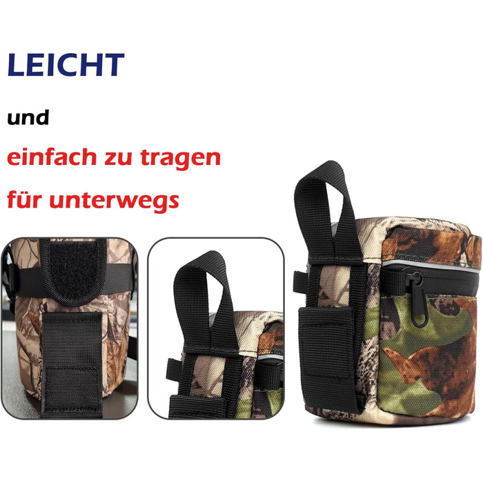 Чохол для об'єктива камери, нейлон, листяний зелений (XL 10.5x18.5 см, S 8x8 см)