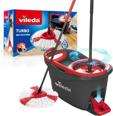 Набір для миття підлоги Vileda Turbo Wischmopp: мікрофібровий моп, телескопічна ручка до 123 см, еко-упаковка
